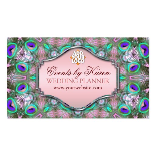 Peacock Fractals Wedding Planner Business Cards