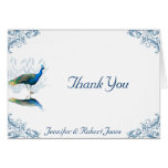 Peacock Garden in Blue and White Greeting Cards