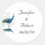 Peacock Garden in Blue and White Round Sticker