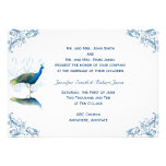 Peacock Garden in Blue White Wedding Invitation