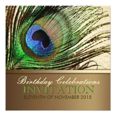Peacock Goddess Feather Birthday Party Invitations