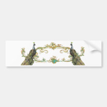 Peacock & Gold Filigree Bumper Sticker