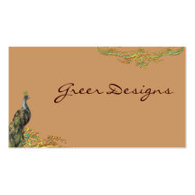 Peacock & Gold Filigree Rococo Business Cards