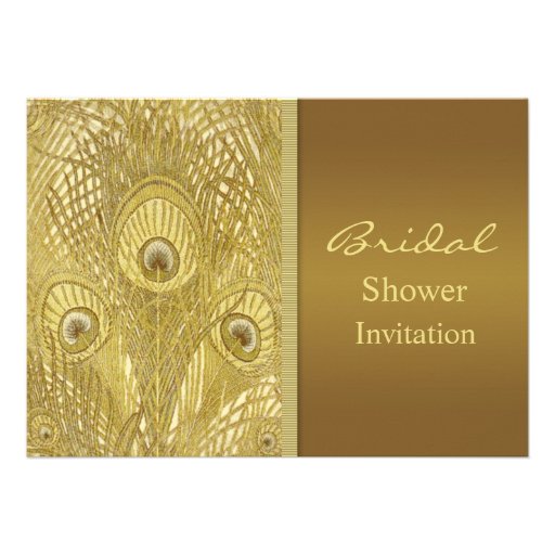 Peacock golden feathers Bridal Shower Personalized Invite