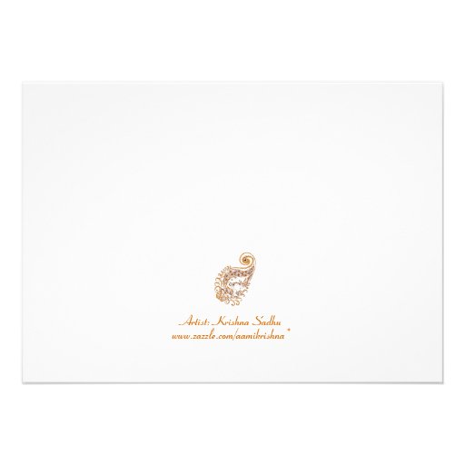 Peacock in Paisley Henna Art Invitation