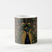 Peacock in Slightly Subdued Colors mugs
