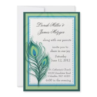 Peacock inspired Wedding Invitation invitation