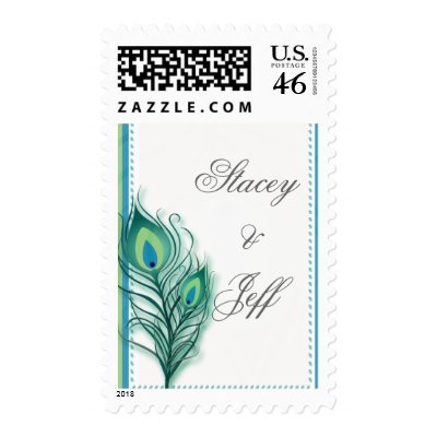 Peacock inspired wedding stamps