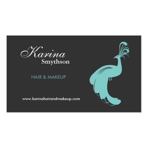 Peacock Logo Hair Stylist/Cosmetologist/Fashion Business Card Templates (front side)