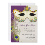 Peacock Masquerade Mask Ball - Mardi Gras Party Announcement