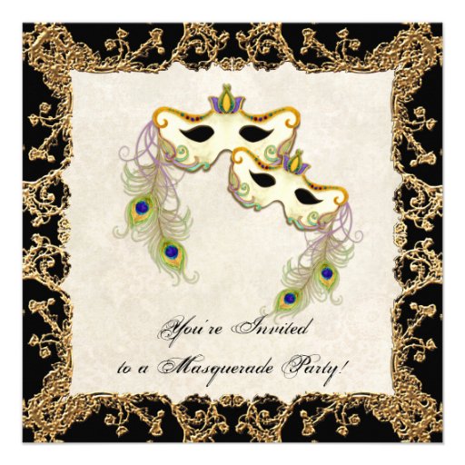 Peacock Masquerade Mask Ball - Party Invitation