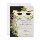Peacock Masquerade Mask Ball - RSVP Response Card Personalized Announcements