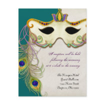 Peacock Masquerade Mask Ball - RSVP Response Card Personalized Announcement