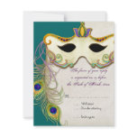 Peacock Masquerade Mask Ball - RSVP Response Card Personalized Invite