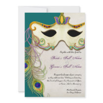 Peacock Masquerade Mask Ball - Wedding Invitation