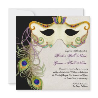 Peacock Masquerade Mask Ball - Wedding Invitation invitation