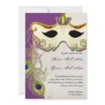 Peacock Masquerade Mask Ball - Wedding Invitation