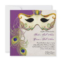 Peacock Masquerade Mask Ball - Wedding Invitation