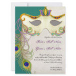 Peacock Masquerade Mask Ball - Wedding Invitation