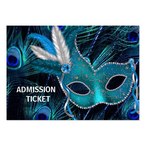 Peacock Masquerade Party Admission Tickets Business Card