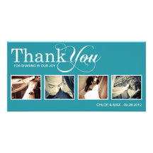 PEACOCK MODERN THANKS | WEDDING THANK YOU CARD PERSONALIZED PHOTO CARD