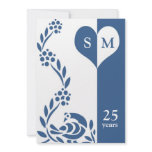 Peacock Monogram Wedding Anniversary Invitations