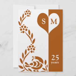 Peacock Monogram Wedding Anniversary Invitations invitation