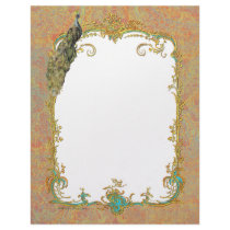 Peacock n Paisley Ornate Art Print Cards letterhead