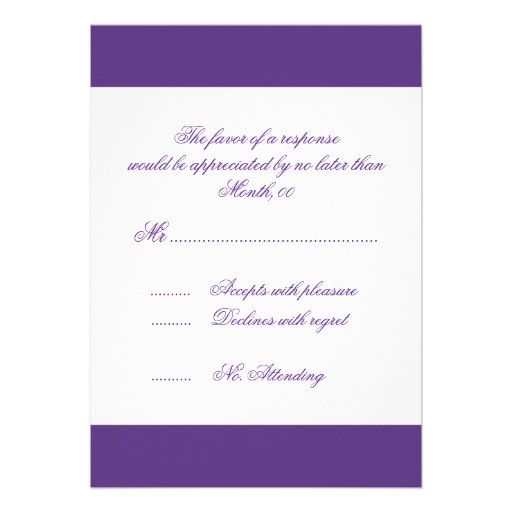 Peacock n purple wedding response rsvp personalized invitation