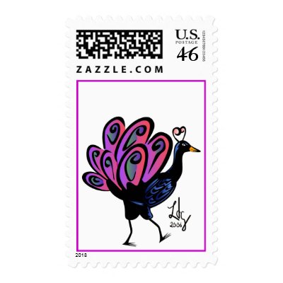 Peacock of the walk postage stamps by elledeegee