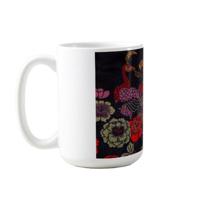 Peacock on a Japanese Silk Obi Sash Mug by catherinesherman