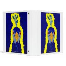 Peacock painting abstract with orange eyes 3 ring binder