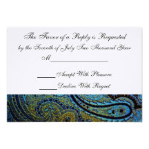Peacock Paisley Indian Wedding Invitation RSVP