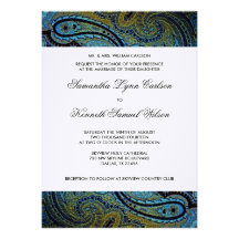 Peacock Paisley Indian Wedding Invitations