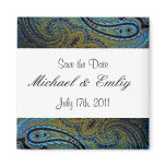 Peacock Paisley Indian Wedding Invitations Refrigerator Magnets
