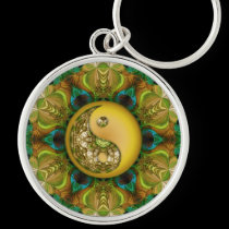 Peacock Pattern YinYang Mandala Keychain keychains