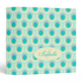 Peacock patterned aqua mint add your name folder vinyl binders