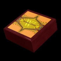 Peacock Peach & Gold Satin Lace Monogram Gift Box gift boxes