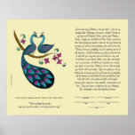 Peacock-Peahen in Love ketubah, ivory Poster