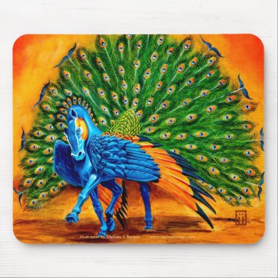 Peacock Pegasus Mouse Pads by Nightmareartist