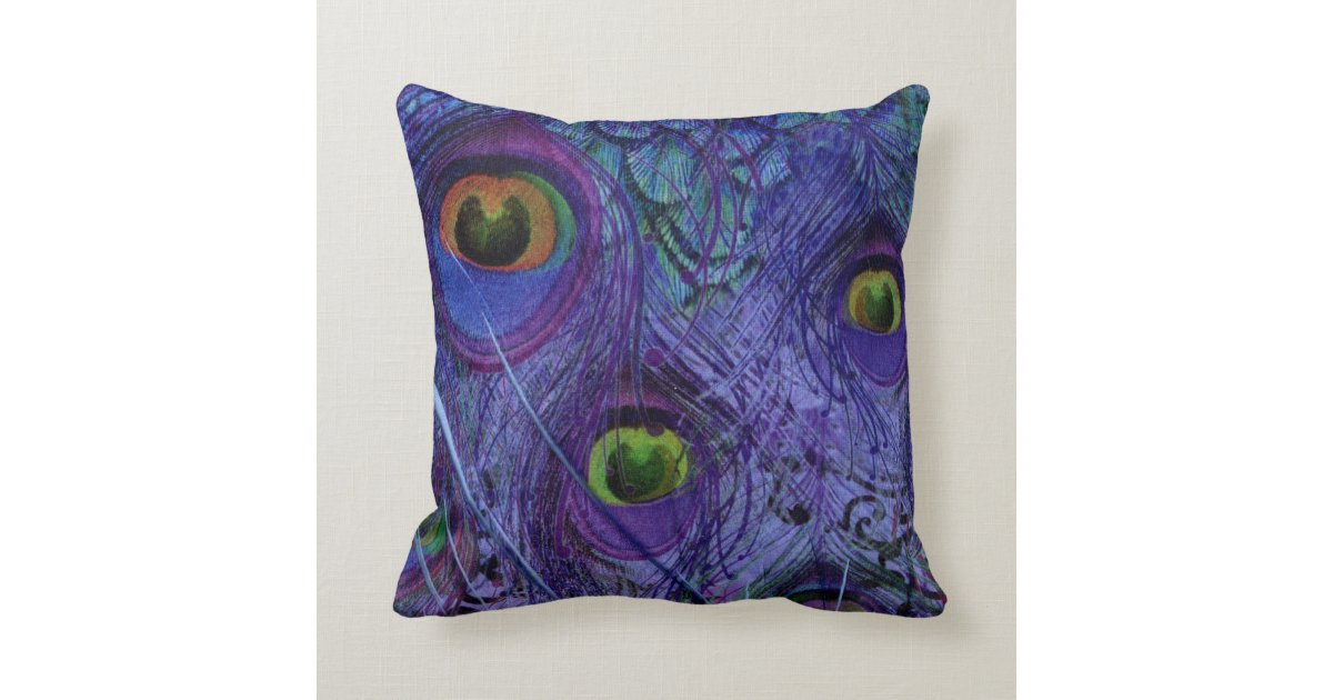 Peacock Pillow Modern Animal Pattern Purple Blue Zazzle
