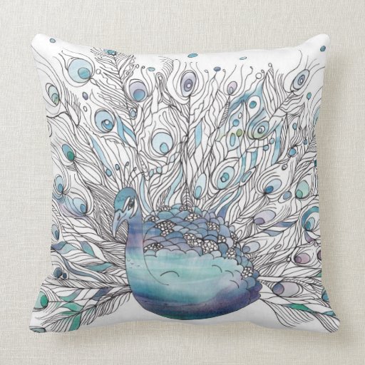 Peacock Pillow with Peacock pattern Back