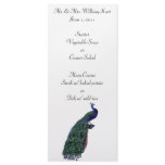 Peacock Plume Wedding Reception Menu Rack Card Design