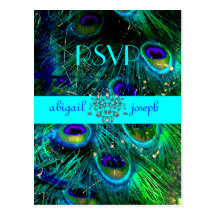 Peacock, psychedelic RSVP postcards