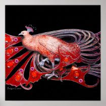 PEACOCK ,red purple grey violet black Posters