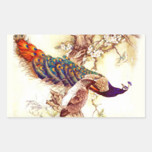 Peacock Royal Rectangular Stickers