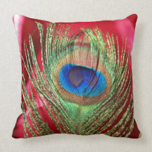 Peacock Silky Red Still Life Pillows