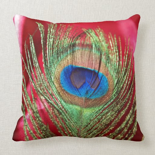 Peacock Silky Red Still Life Pillows