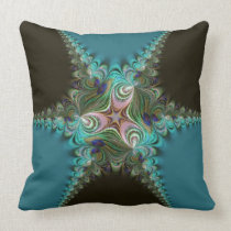 Peacock Teal+Green Fractal Twist Cushion pillows