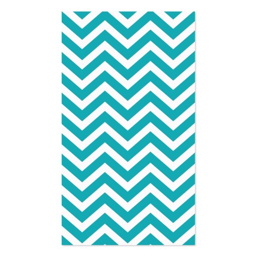 Peacock Teal & Green Zigzags Pattern Monogram Business Card Template (back side)